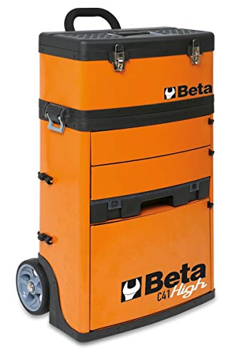 Beta C41H-B Werkzeugtrolley (mobiler Werkzeugkoffer, Werkstattzubehör, robuster Blechrahmen, stapelbare Module, große Räder, 86,2 x 53,6 x 25 cm (H x B x T), 21 kg), Farbe: Blau